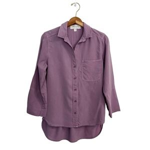 Anthropologie Cloth & Stone Women's Button Down Shirt Tail Top Size S Purple